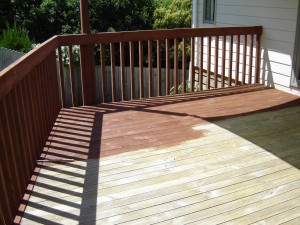 Staining a deck