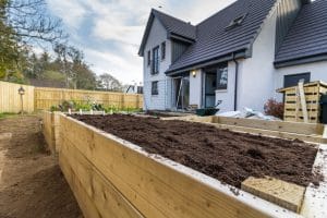 Raised Garden Bed Idea from Wood. It's Real. Stock Image.