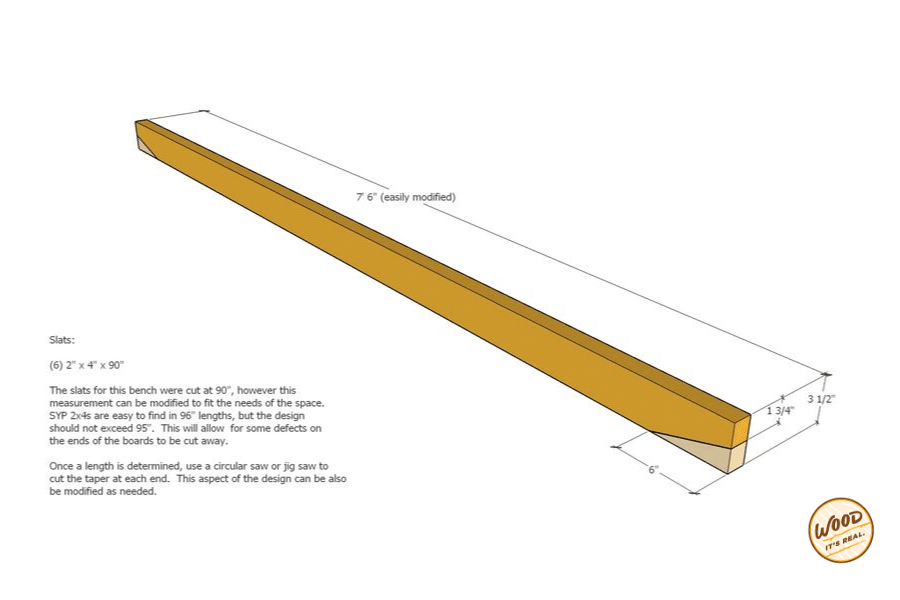 Southern Yellow Pine modern bench from Wood. It's Real.